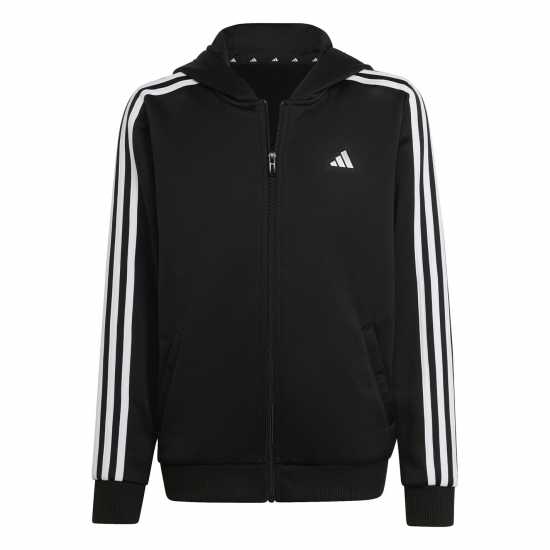 Adidas Train Essentials Aeroready 3-Stripes Regular-Fit Full-Zip Hoodie Черно/Бяло 