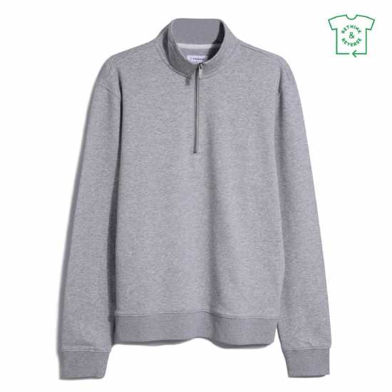 Farah Farah Aintree Quarter Zip Sweatshirt Сив марл Мъжко облекло за едри хора