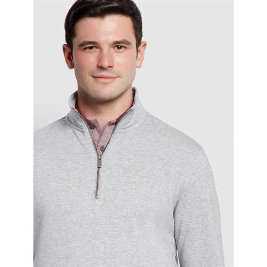 Farah Farah Aintree Quarter Zip Sweatshirt Сив марл Мъжко облекло за едри хора