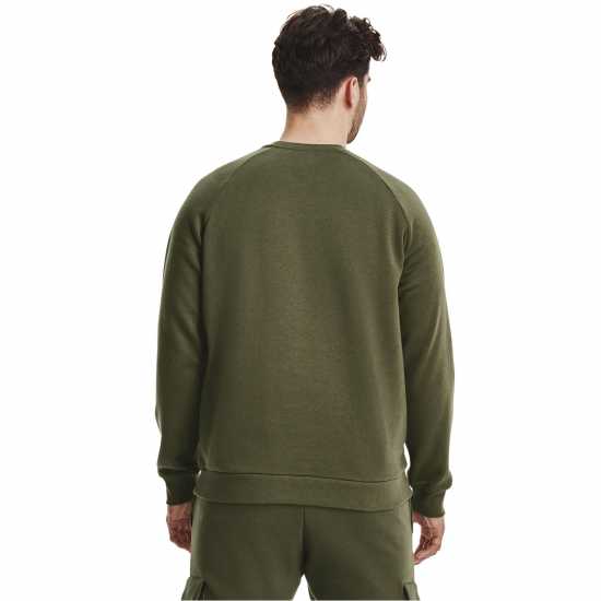 Under Armour Мъжки Пуловер Обло Деколте Rival Fitted Crew Sweater Mens Marine OD Green Мъжко облекло за едри хора