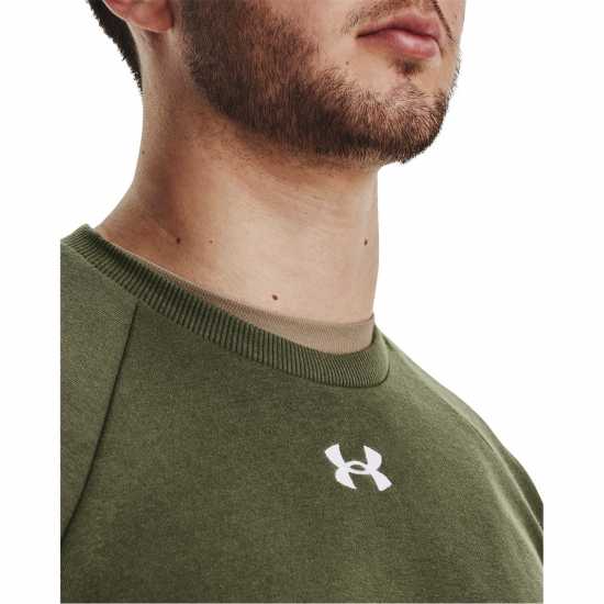 Under Armour Мъжки Пуловер Обло Деколте Rival Fitted Crew Sweater Mens Marine OD Green Мъжко облекло за едри хора