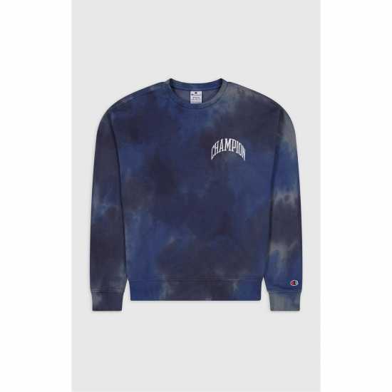 Champion Logo Tie-Dye Sweatshirt Морска синьо Мъжки горнища на анцуг