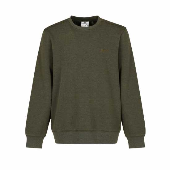 Slazenger Мъжки Пуловер Обло Деколте Fleece Crew Sweater Mens Кахи Марл Мъжки горнища на анцуг