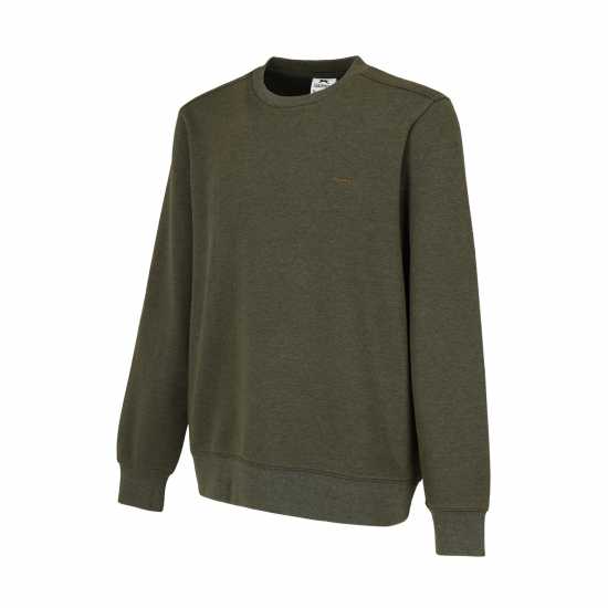 Slazenger Мъжки Пуловер Обло Деколте Fleece Crew Sweater Mens Кахи Марл Мъжки горнища на анцуг