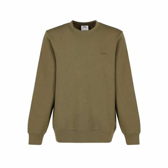 Slazenger Мъжки Пуловер Обло Деколте Fleece Crew Sweater Mens Хаки Мъжки горнища на анцуг