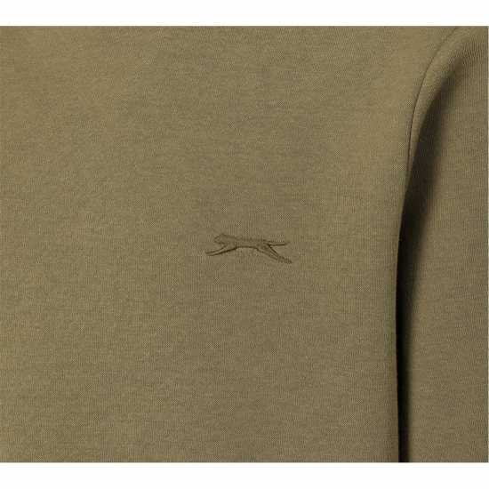 Slazenger Мъжки Пуловер Обло Деколте Fleece Crew Sweater Mens Хаки Мъжки горнища на анцуг