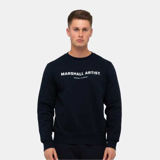 Marshall Artist Artist Stampa Crewneck Sweatshirt Морска синьо 