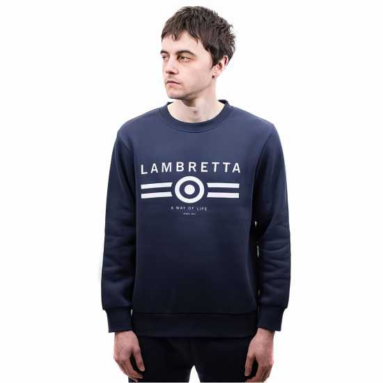 Lambretta Neck Sweater Морска синьо Мъжко облекло за едри хора