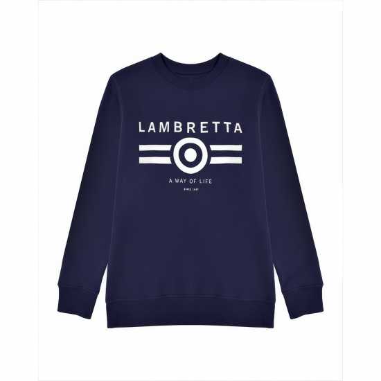 Lambretta Crew Neck Sweater Морска синьо Мъжко облекло за едри хора