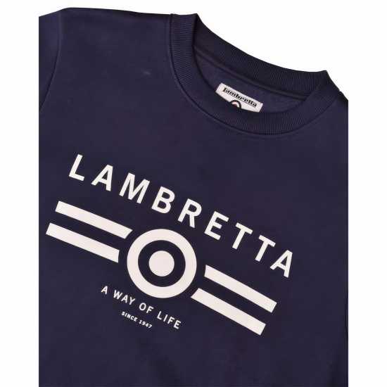 Lambretta Crew Neck Sweater Морска синьо Мъжко облекло за едри хора