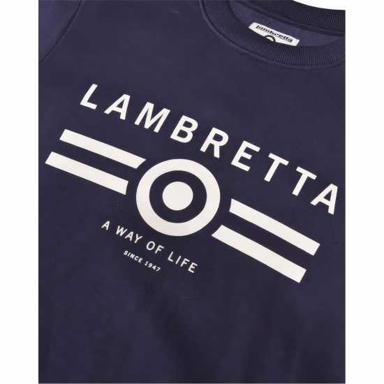 Lambretta Crew Neck Sweater Морска синьо Мъжко облекло за едри хора