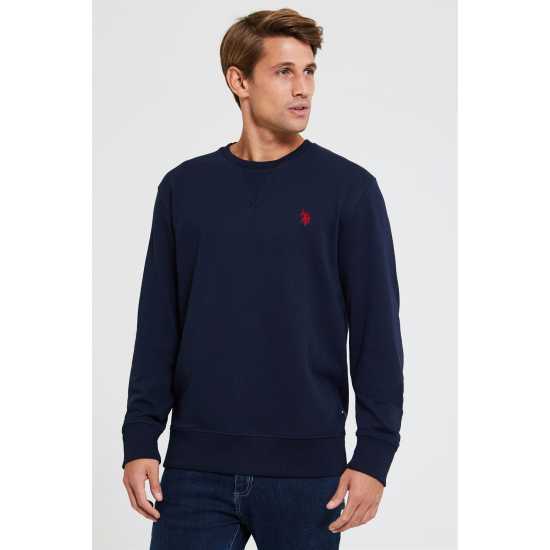 Us Polo Assn Small Sweatshirt Нави блейзър Мъжко облекло за едри хора