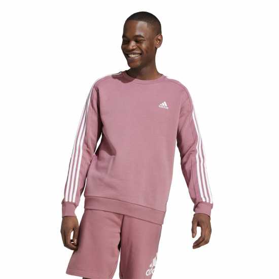 Adidas Mens Crew 3-Stripes Pullover Sweatshirt Бордово 