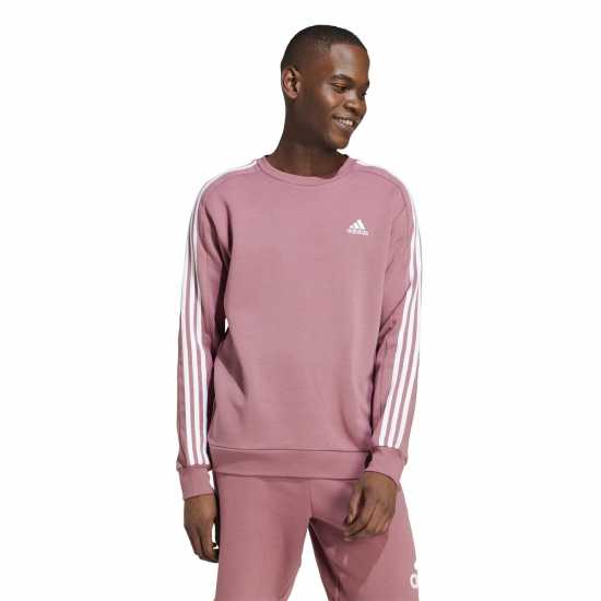 Adidas Mens Crew 3-Stripes Pullover Sweatshirt Бордово 