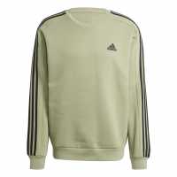 Adidas Mens Crew 3-Stripes Pullover Sweatshirt Зелен палатка Мъжки горнища на анцуг