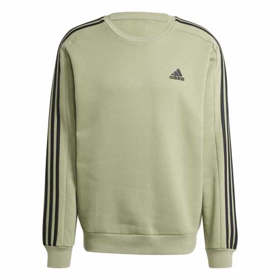 Adidas Mens Crew 3-Stripes Pullover Sweatshirt Зелен палатка Мъжки горнища на анцуг