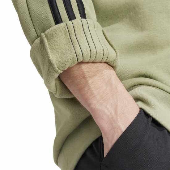 Adidas Mens Crew 3-Stripes Pullover Sweatshirt Зелен палатка Мъжки горнища на анцуг