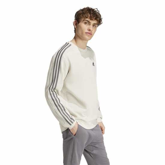 Adidas Mens Crew 3-Stripes Pullover Sweatshirt Алуминия 