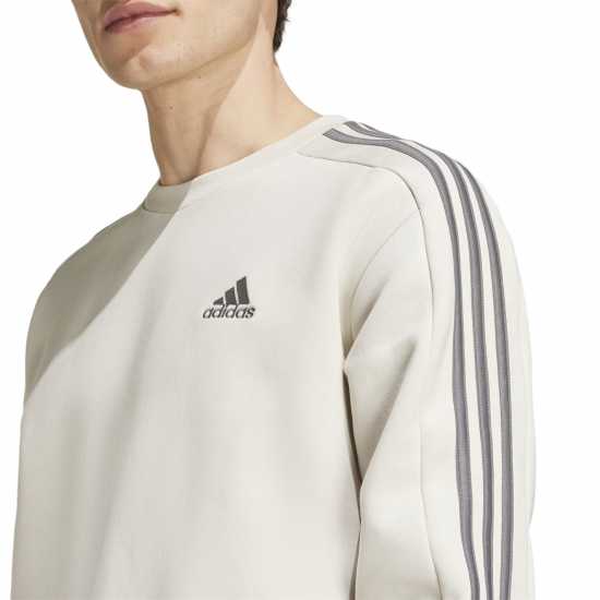 Adidas Mens Crew 3-Stripes Pullover Sweatshirt Алуминия 