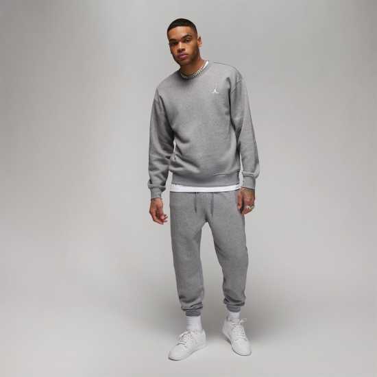 Air Jordan Essentials Men's Fleece Crew Carbon/White Мъжко облекло за едри хора