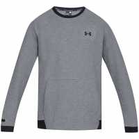 Under Armour Мъжка Блуза Обло Деколте Unstoppable Knit Crew Sweatshirt Mens Стомана / / Черно Мъжки горнища на анцуг