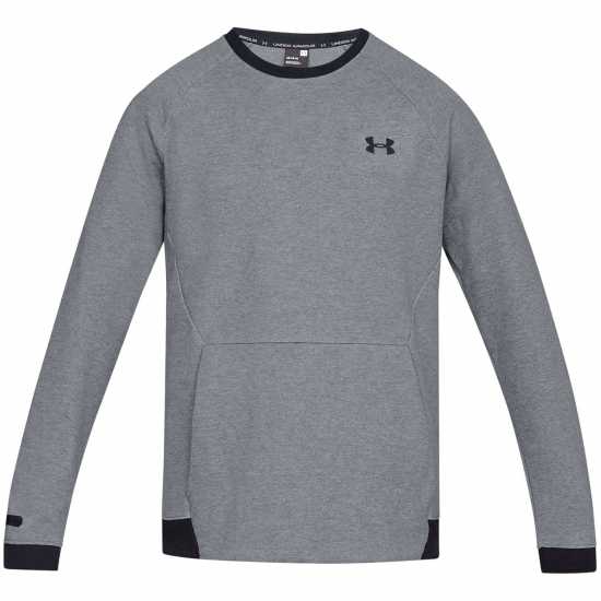 Under Armour Мъжка Блуза Обло Деколте Unstoppable Knit Crew Sweatshirt Mens Стомана / / Черно Мъжки горнища на анцуг