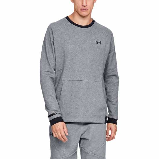 Under Armour Мъжка Блуза Обло Деколте Unstoppable Knit Crew Sweatshirt Mens Стомана / / Черно Мъжки горнища на анцуг