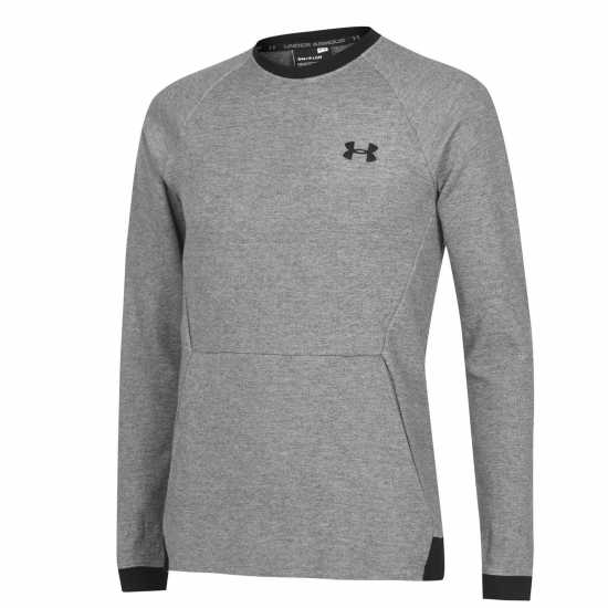 Under Armour Мъжка Блуза Обло Деколте Unstoppable Knit Crew Sweatshirt Mens Стомана / / Черно Мъжки горнища на анцуг