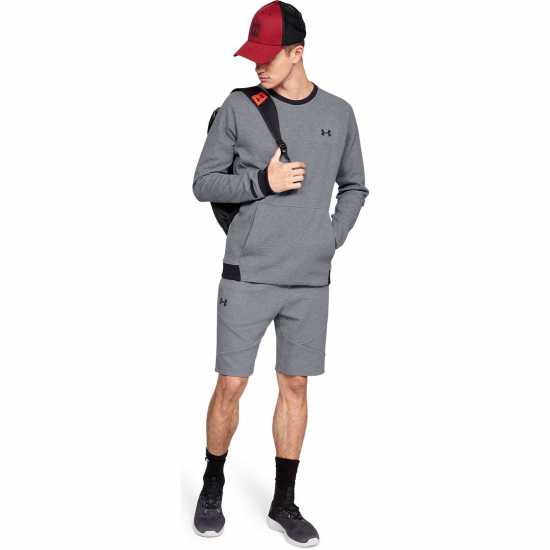 Under Armour Мъжка Блуза Обло Деколте Unstoppable Knit Crew Sweatshirt Mens Стомана / / Черно Мъжки горнища на анцуг