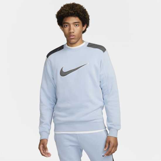 Nike Fleece Crewneck Jumper Blue/Iron Grey Мъжко облекло за едри хора