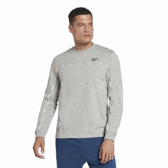 Reebok Мъжки Пуловер Sweater Mens Сива Хизър Мъжки горнища на анцуг