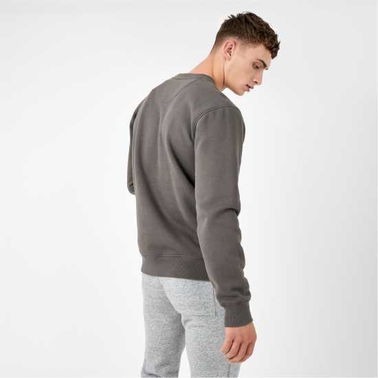 Блуза Обло Деколте Jack Wills Belvue Graphic Logo Crew Neck Sweatshirt Сланина Мъжко облекло за едри хора