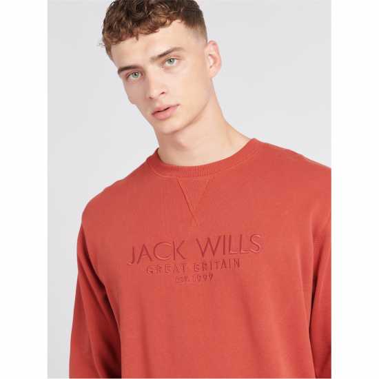 Блуза Обло Деколте Jack Wills Belvue Graphic Logo Crew Neck Sweatshirt Tandoori Spce Мъжко облекло за едри хора