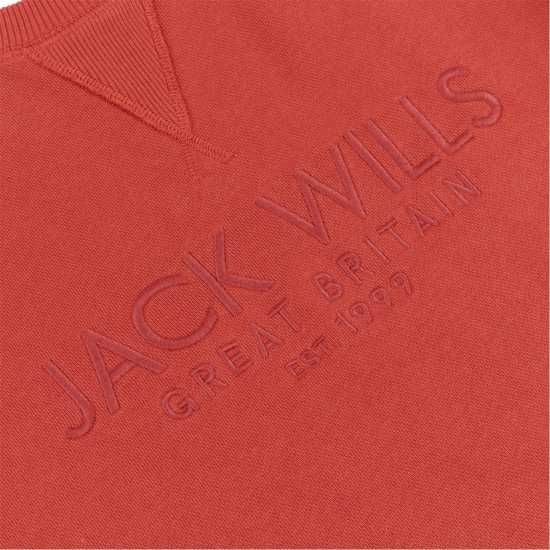 Блуза Обло Деколте Jack Wills Belvue Graphic Logo Crew Neck Sweatshirt Tandoori Spce Мъжко облекло за едри хора