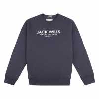 Блуза Обло Деколте Jack Wills Belvue Graphic Logo Crew Neck Sweatshirt Ebony Мъжко облекло за едри хора