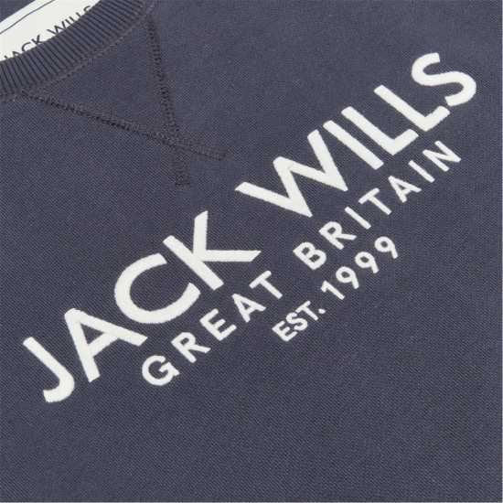 Блуза Обло Деколте Jack Wills Belvue Graphic Logo Crew Neck Sweatshirt Ebony Мъжко облекло за едри хора