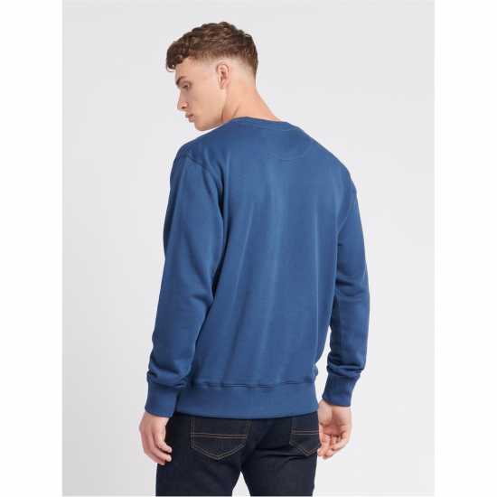 Блуза Обло Деколте Jack Wills Belvue Graphic Logo Crew Neck Sweatshirt Sargasso Sea Мъжко облекло за едри хора