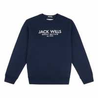 Блуза Обло Деколте Jack Wills Belvue Graphic Logo Crew Neck Sweatshirt Total Eclipse Мъжко облекло за едри хора