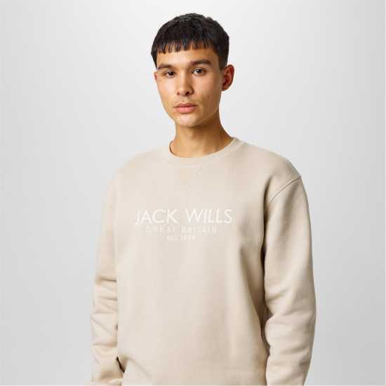 Jack Wills Belvue Logo Sweatshirt Камък Мъжки горнища на анцуг