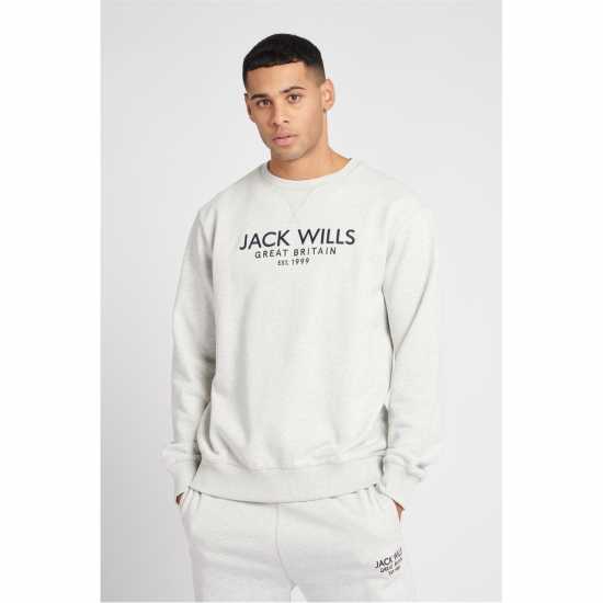 Блуза Обло Деколте Jack Wills Belvue Graphic Logo Crew Neck Sweatshirt  Мъжко облекло за едри хора