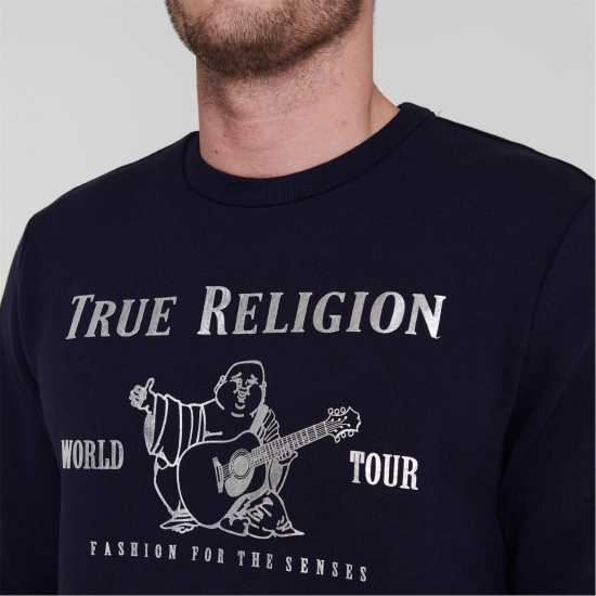 True Religion Buddha Sweatshirt Морско синьо/сребро 