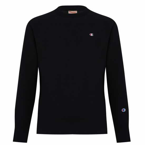 Champion Reverse Weave Logo Sweatshirt Черен KK001 Мъжко облекло за едри хора