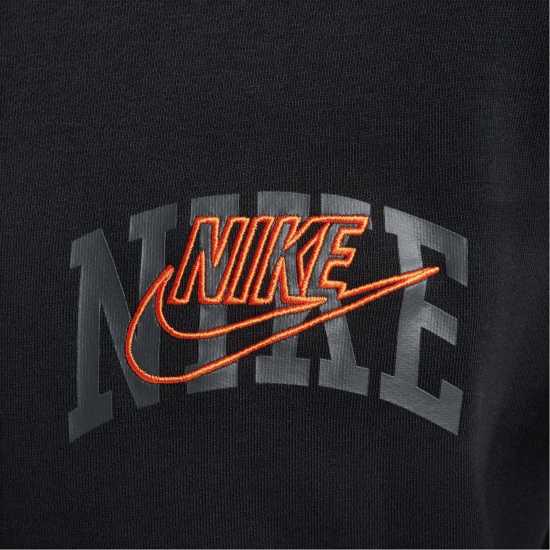 Nike Club Fleece Men's Long Sleeve Crew Черно/Оранжево Мъжки горнища на анцуг