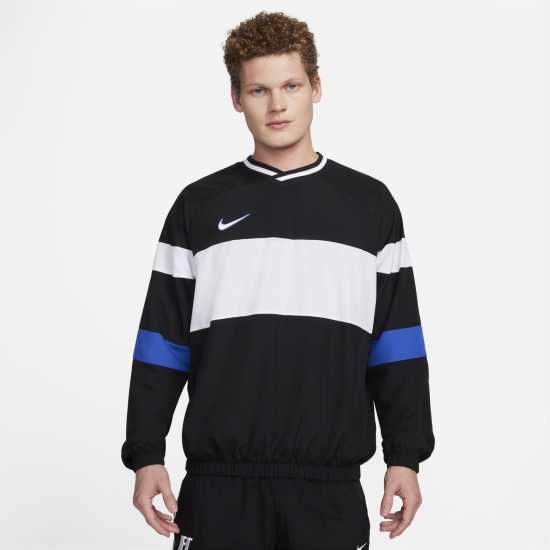 Nike Academy Men's Dri-FIT Crew Global Football Top Черно/Синьо Мъжко облекло за едри хора