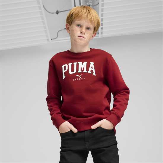 Puma Squad Crew Fl B Sweatshirt Unisex Kids Интензивно червен 