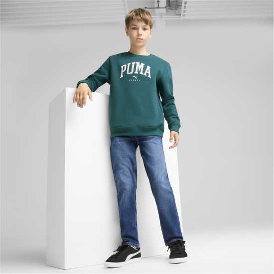 Puma Squad Crew Fl B Sweatshirt Unisex Kids Зелено 