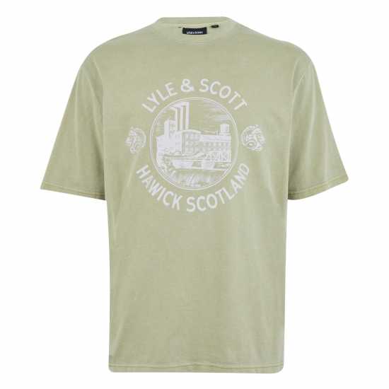 Lyle And Scott Hawick Print Tx Sn99 Морски водорасли Tshirts under 20