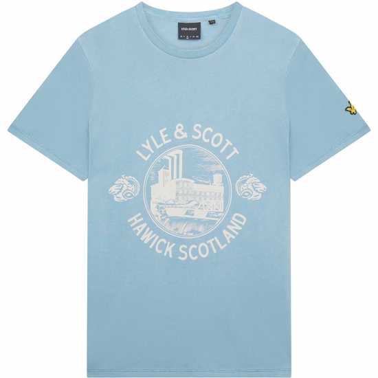 Lyle And Scott Hawick Print Tx Sn99 Скиптън Син Tshirts under 20