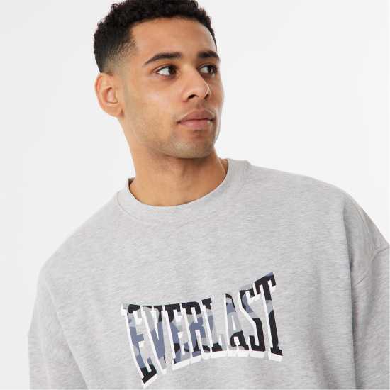 Мъжка Риза Everlast Camo Logo Sweatshirt Mens Сив марл Мъжко облекло за едри хора