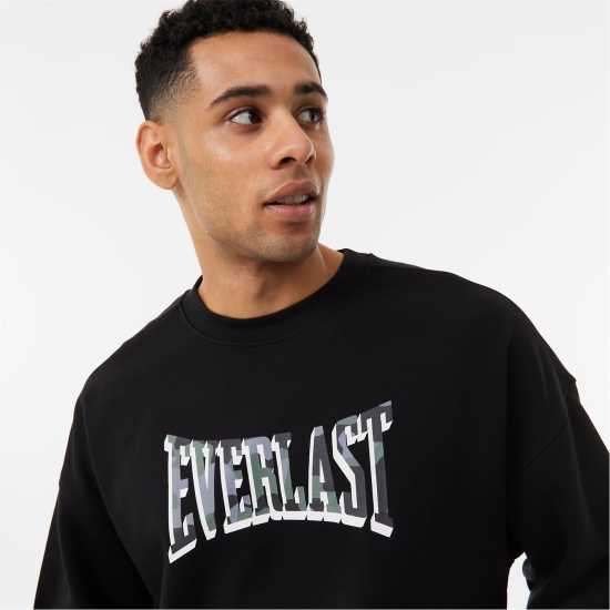 Мъжка Риза Everlast Camo Logo Sweatshirt Mens Черно Мъжко облекло за едри хора